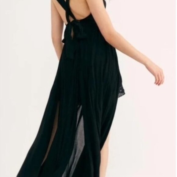 NWOT Free People Endless Summer Strong Statement Halter Romper Maxi Dress Black - Picture 3 of 8